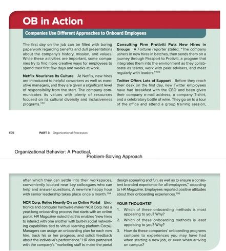 OB in Action Companies Use Different Approaches