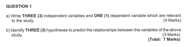QUESTION 1 a) Write THREE (3) independent