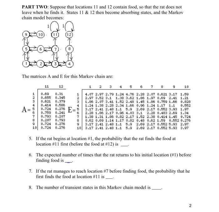 PART TWO: Suppose that locations 11 and 12