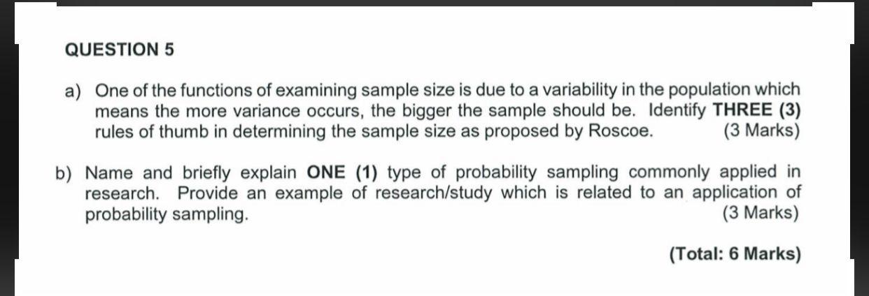 QUESTION 5 a) One of the functions of examining