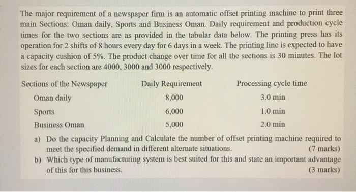 The major requirement of a newspaper firm is an