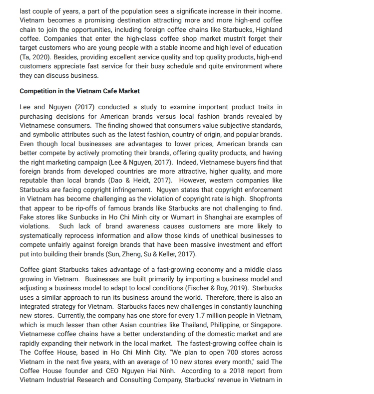 Business strategy of starbucks in Vietnam History