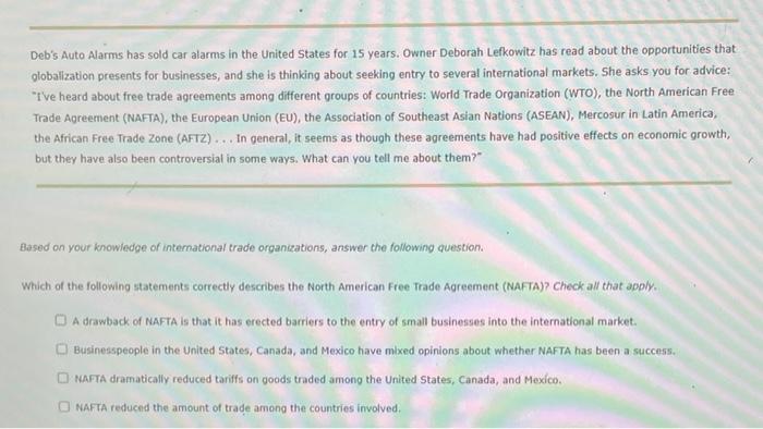 9. International trade alliances (Connect,