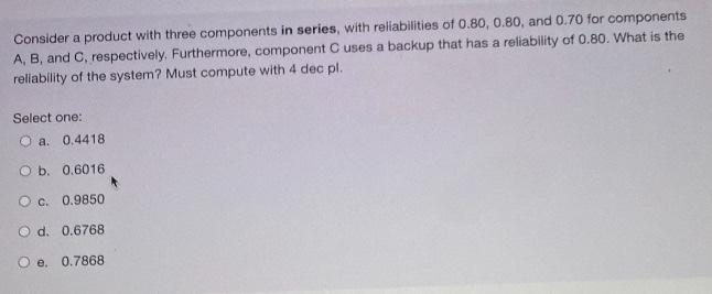 Consider a product with three components in