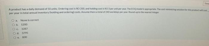 A product has a dolly demand of 50 units.