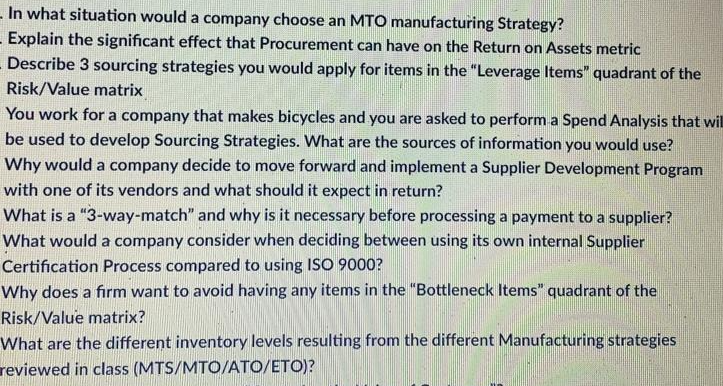 - In what situation would a company choose an MTO