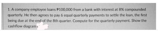1. A company employee loans P100,000 from a bank