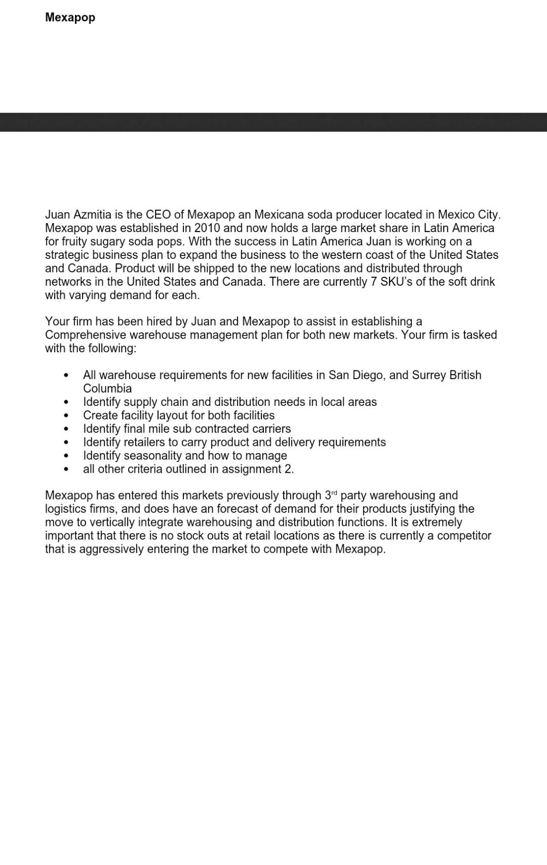 what's the assumptions of this scenario Mexapop