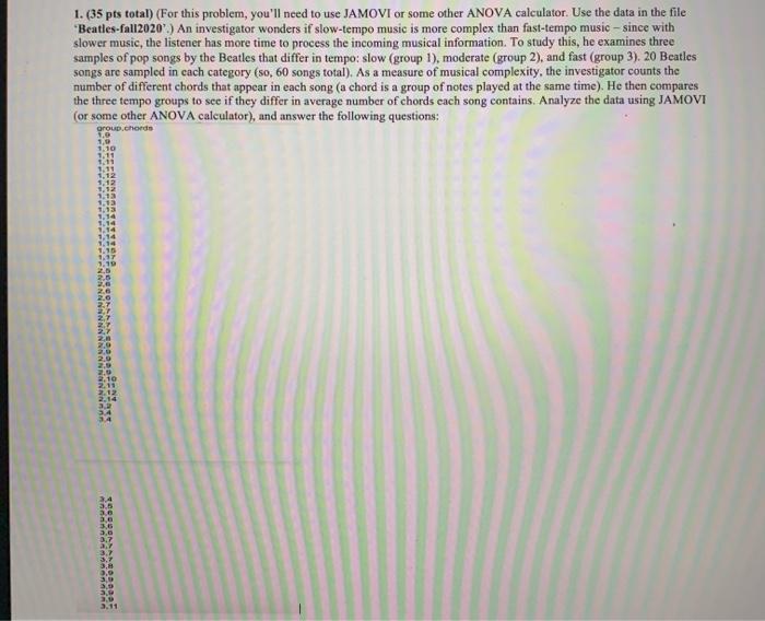 1. (35 pts total) (For this problem, you'll need