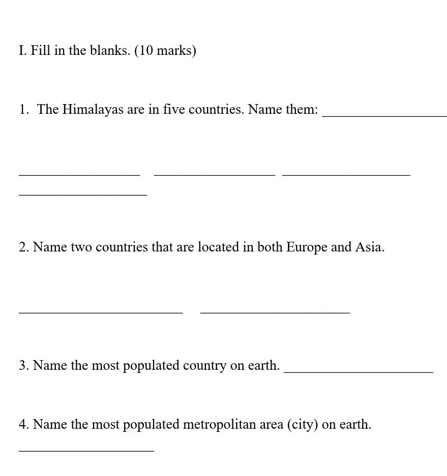 course ....international marketing trade I. Fill