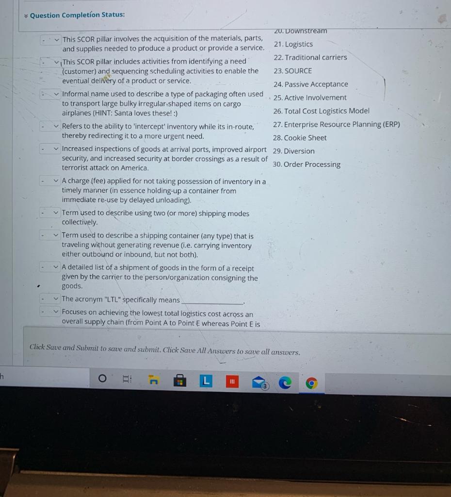 Question Completion Status: Match the statements