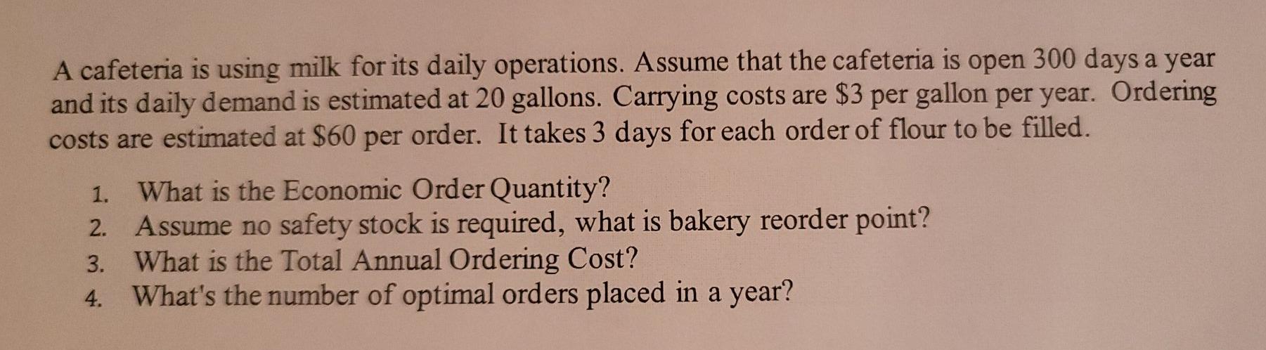 A cafeteria is using milk for its daily