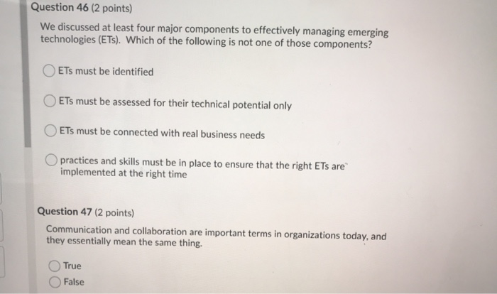Question 39 (2 points) Which approach to systems