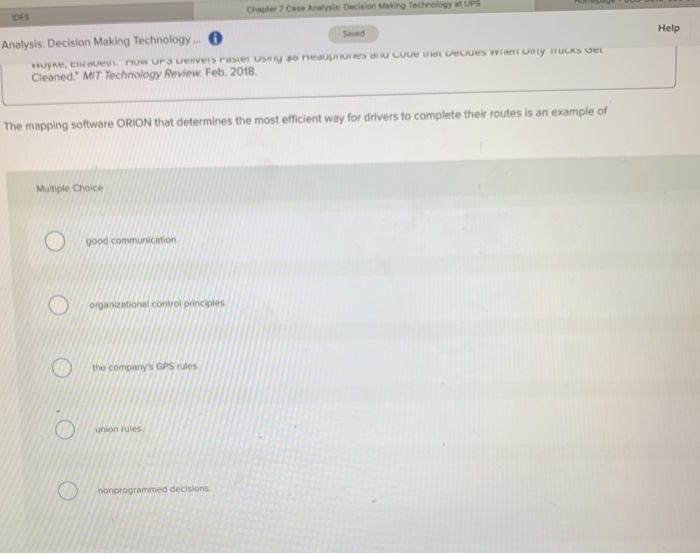 Chapter 7 Case Analysis Decision Making