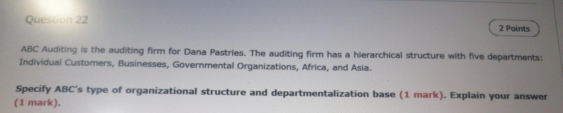 Question 22 2 Points ABC Auditing is the auditing
