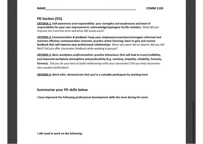 Professional Development Self- Assessment