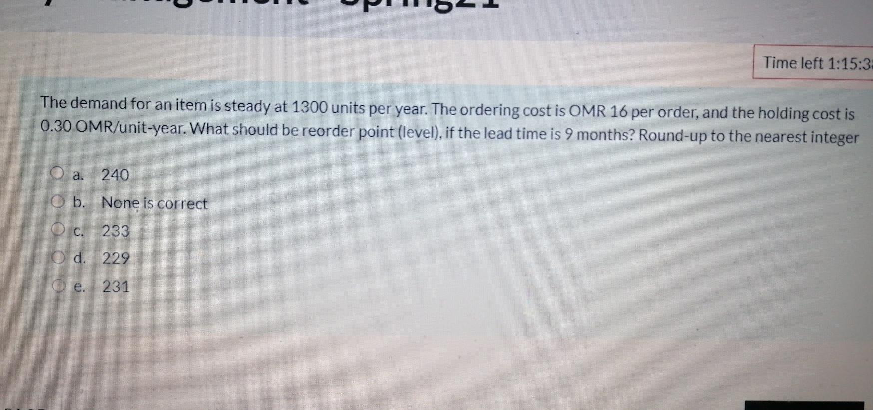 Time left 1:15:33 The demand for an item is