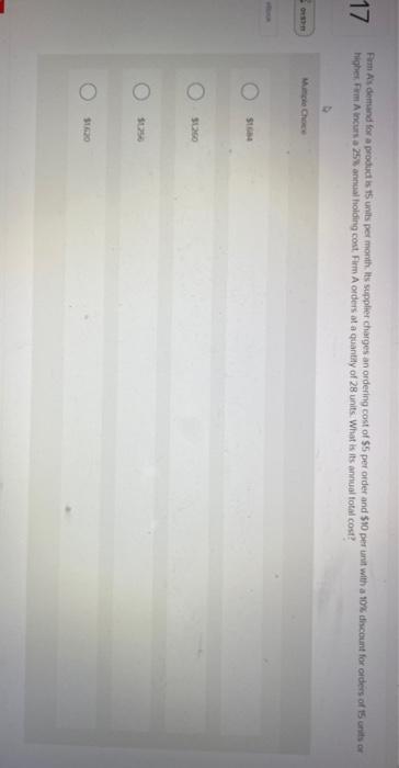 17 im Ax demand for a product is 15 units per