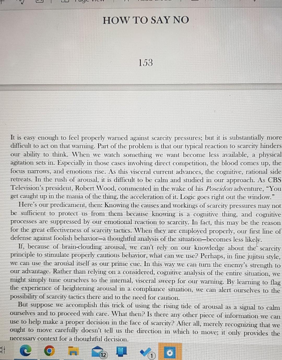 Marketing summary How to say no in this reading.