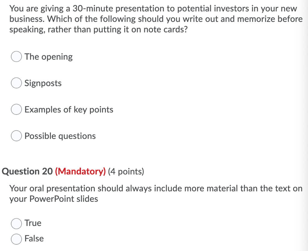 You are giving a 30-minute presentation to