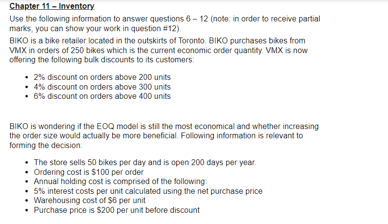 Chapter 11 Inventory Use the following
