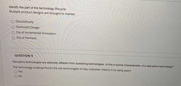 Identify the part of the technology lifecycle: