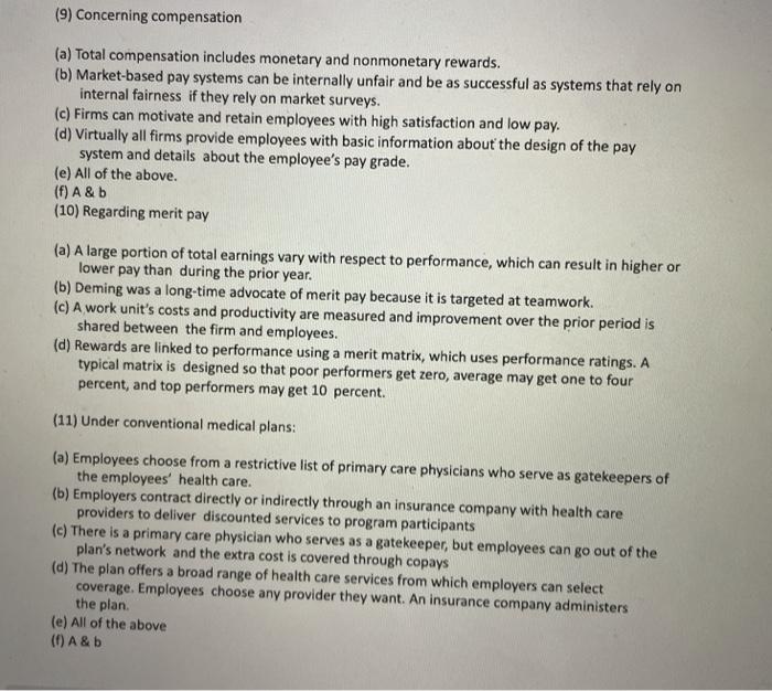 9,10,11 (9) Concerning compensation (a) Total