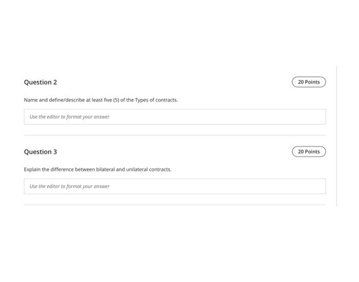 Name and define/describe at least five (5) of the