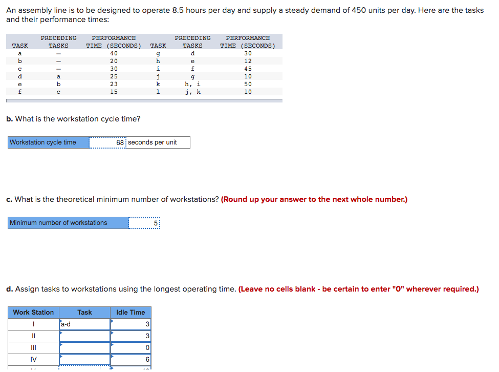 An assembly line is to be designed to operate 8.5