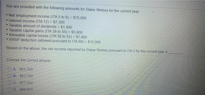 You are provided with the following amounts for