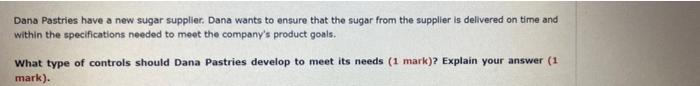 Dana Pastries have a new sugar supplier. Dana