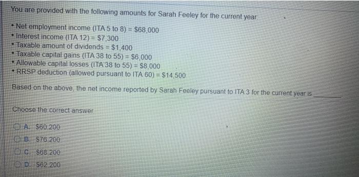 You are provided with the following amounts for