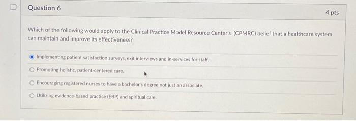 U Question 6 4 pts Which of the following would