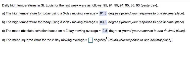 Daily high temperatures in St. Louis for the last