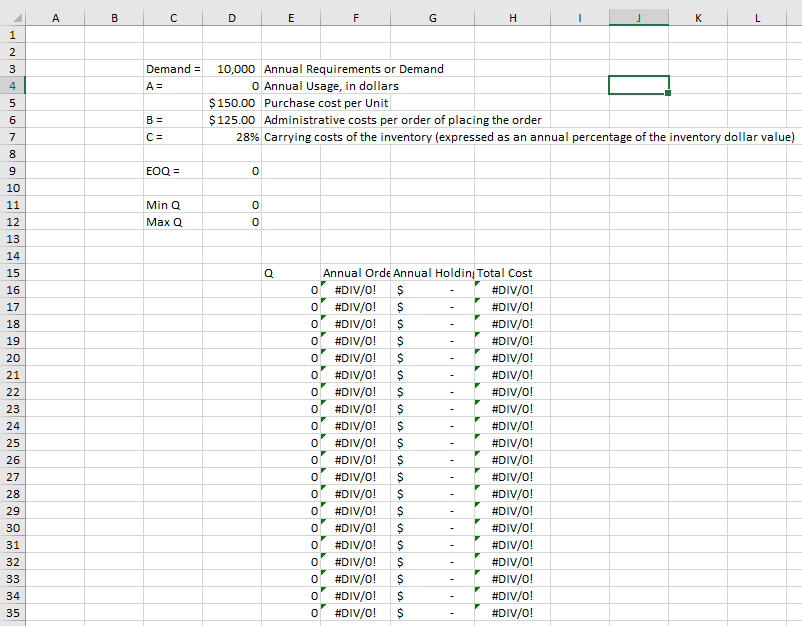 A B D E F G H - J L M N O P Q R 1 Economic Order