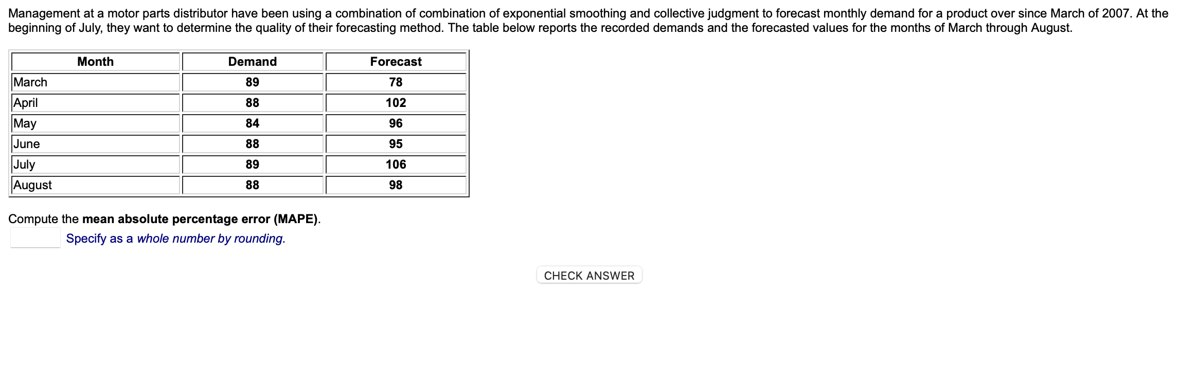 Compute the mean absolute percentage error