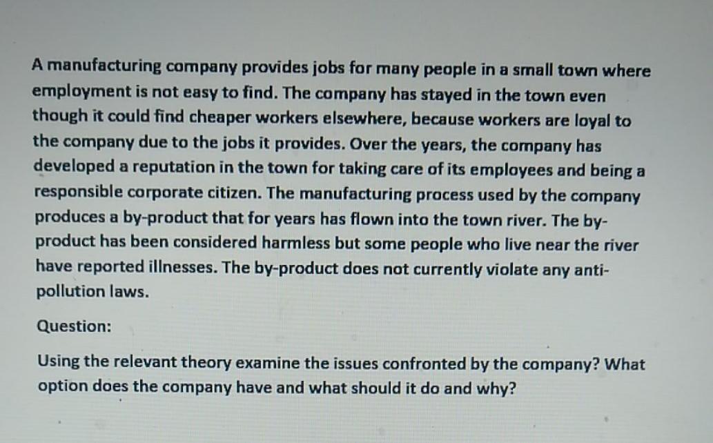 A manufacturing company provides jobs for many