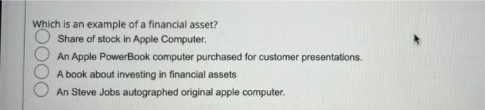 Which is an example of a financial asset? Share