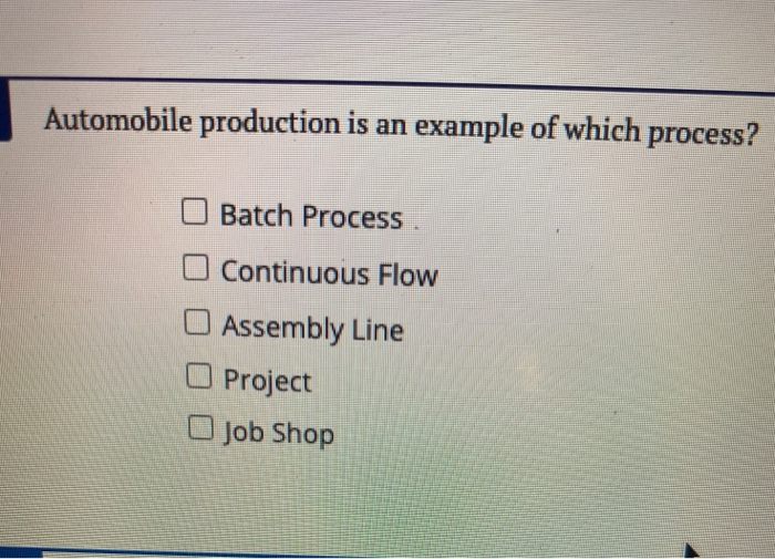 Automobile production is an example of which