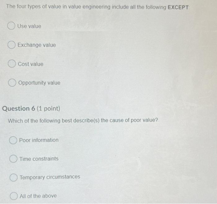 The four types of value in value engineering