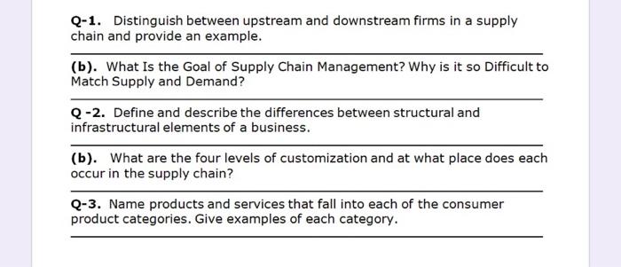 Q-1. Distinguish between upstream and downstream
