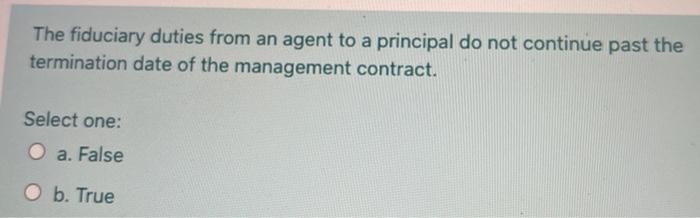 The fiduciary duties from an agent to a principal