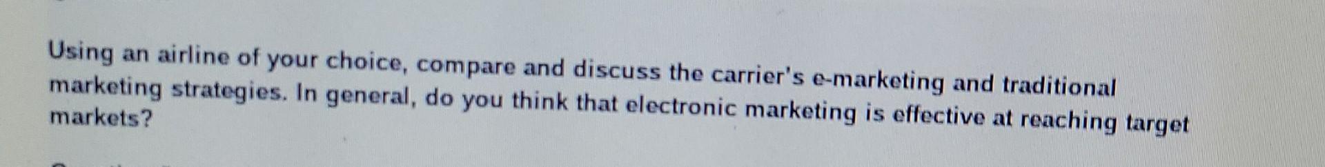 Using an airline of your choice, compare and