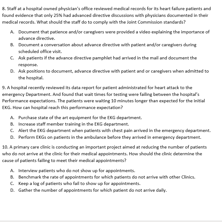 please help answer these questions 8. Staff at a