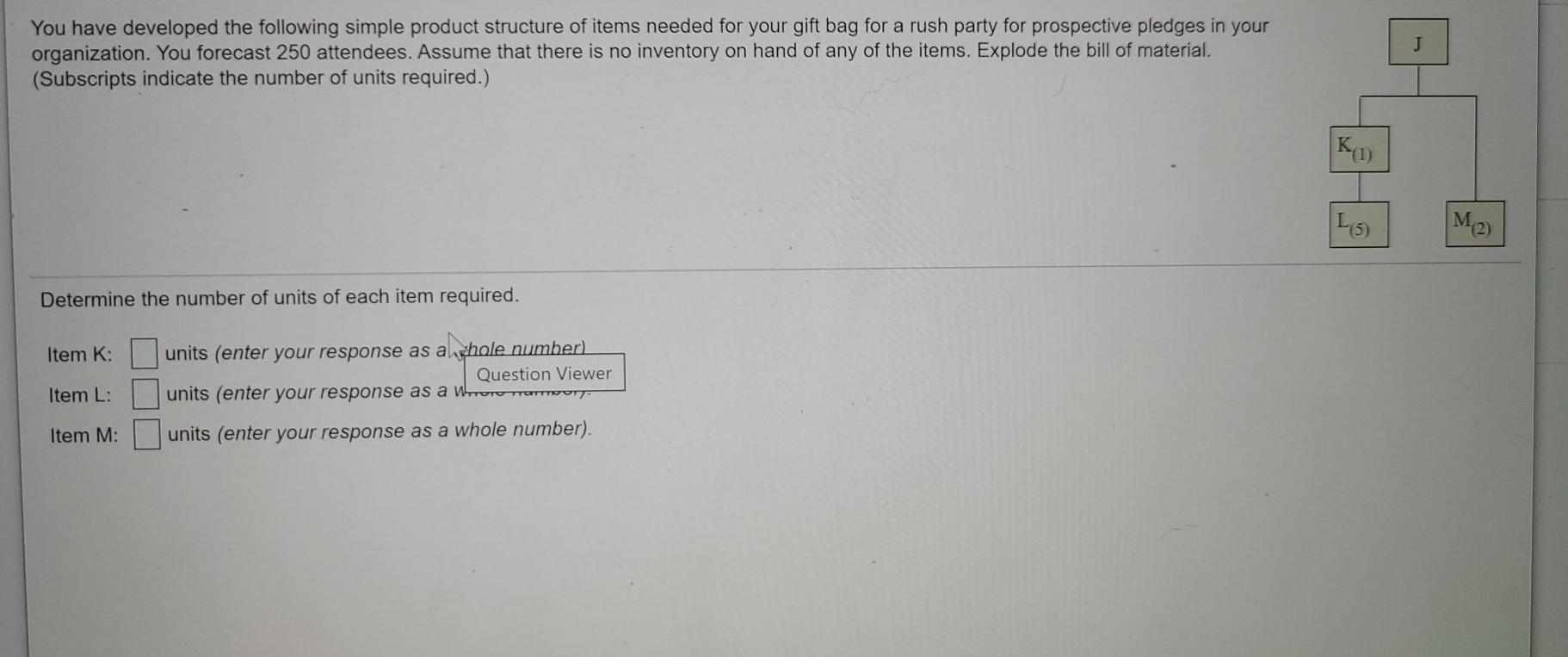 J You have developed the following simple product