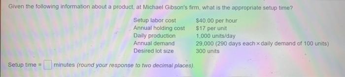 Given the following information about a product