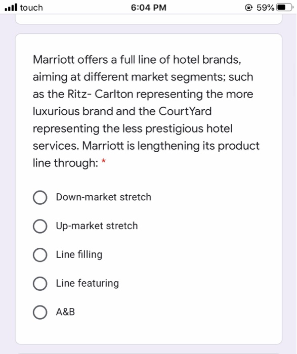 Jull touch 6:04 PM 59% Marriott offers a full