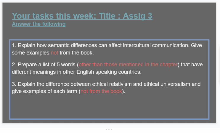 Your tasks this week: Title : Assig 3 Answer the