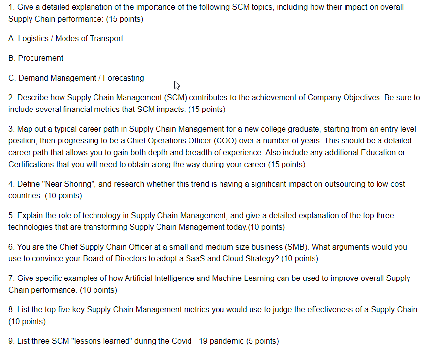 1. Give a detailed explanation of the importance