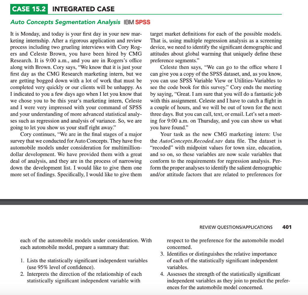 #2 CASE 15.2 INTEGRATED CASE Auto Concepts